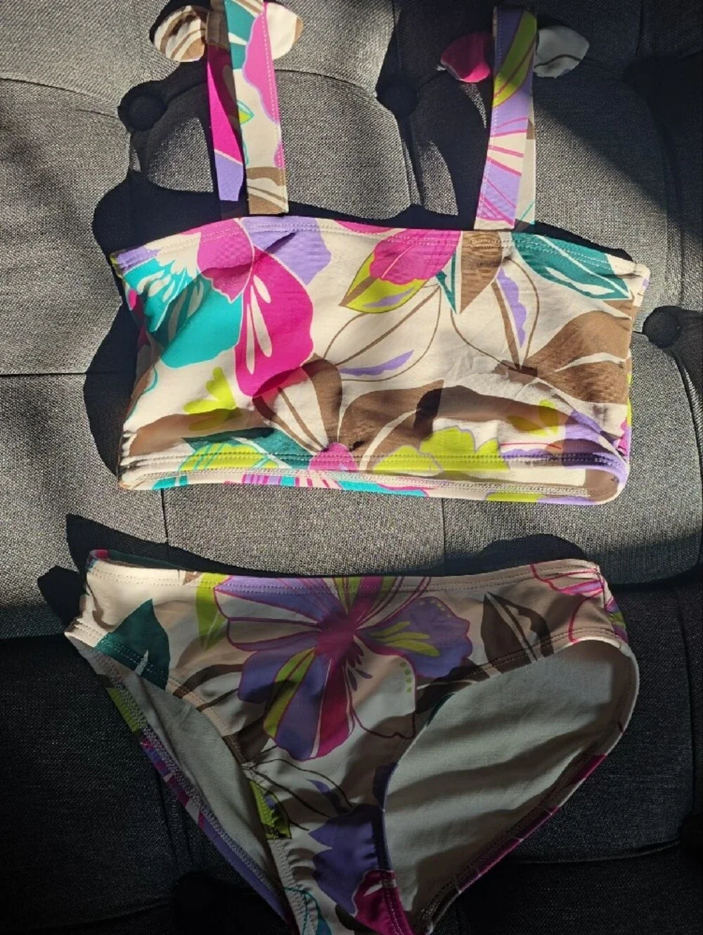 Girls Two-Piece Floral Bikini Top & Bottom - Multicolor
